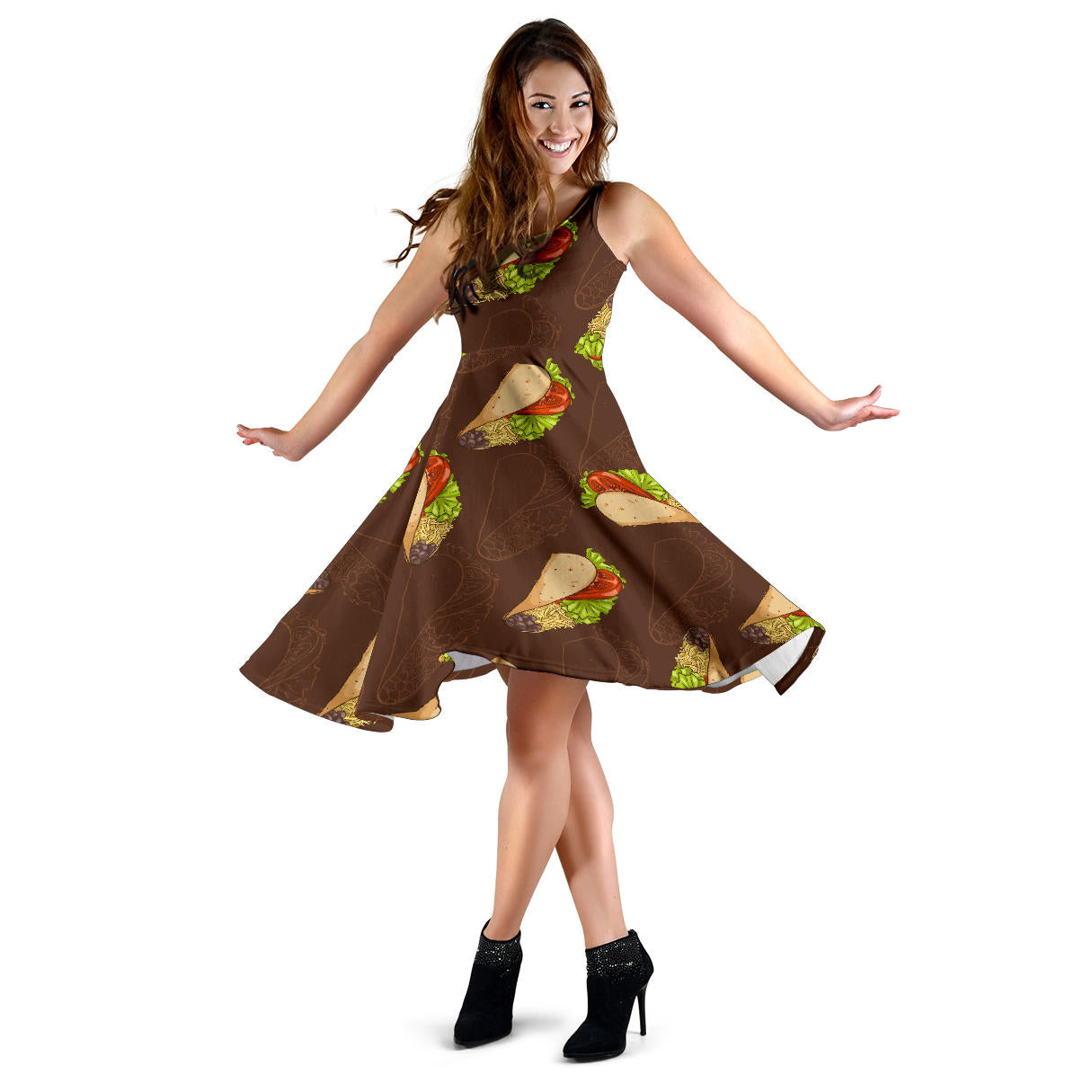 Taco Pattern Print Design TC08 Midi Dress