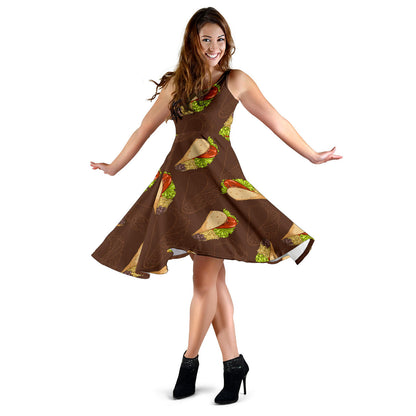 Taco Pattern Print Design TC08 Midi Dress