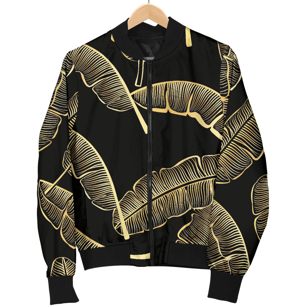 Banana Leaf Pattern Print Design BL07 Men Bomber Jacket