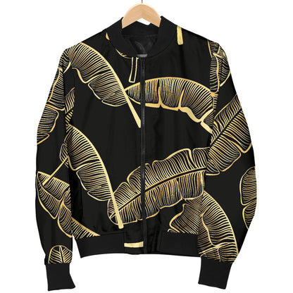 Banana Leaf Pattern Print Design BL07 Men Bomber Jacket