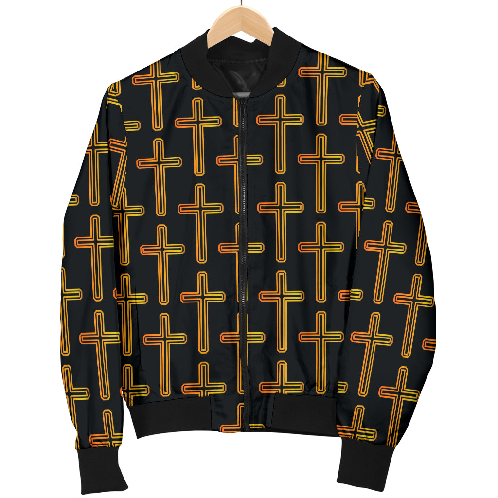 Cross Pattern Print Design 02 Women's Bomber Jacket
