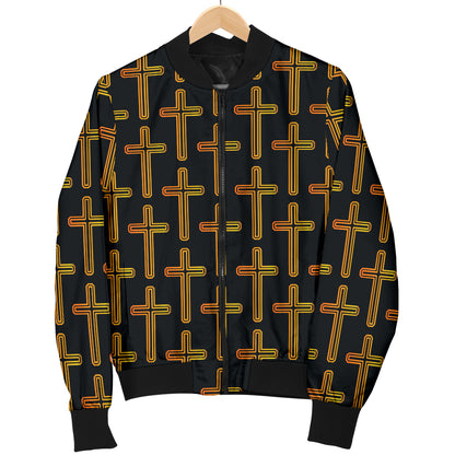 Cross Pattern Print Design 02 Women's Bomber Jacket