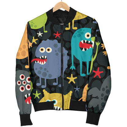 Monster Pattern Print Design 01 Women's Bomber Jacket