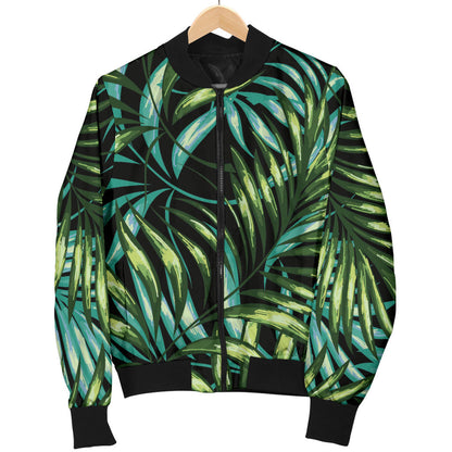 Tropical Flower Pattern Print Design TF08 Women Bomber Jacket