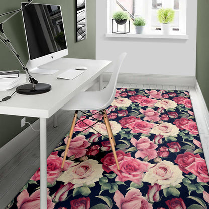 Rose Pattern Print Design RO05 Area Rugs