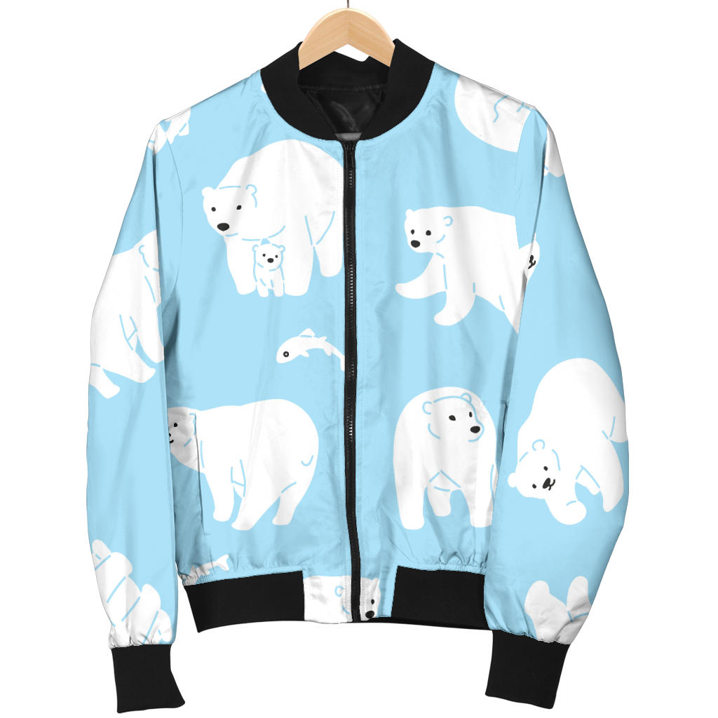 Polar Bear Pattern Print Design PB01 Women Bomber Jacket