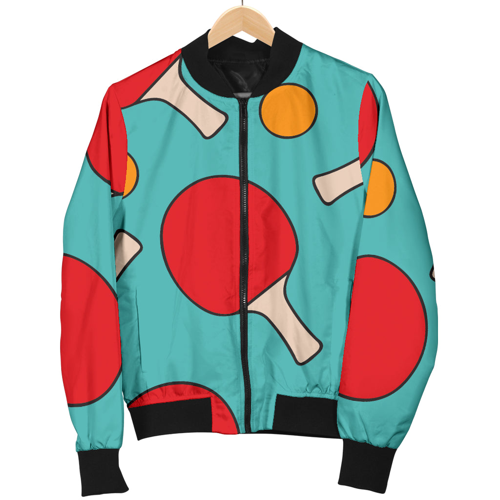 Ping Pong Pattern Print Design A01 Women's Bomber Jacket