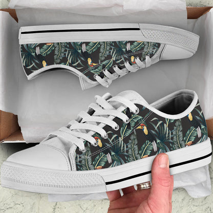 Rainforest Pattern Print Design RF06 White Bottom Low Top Shoes