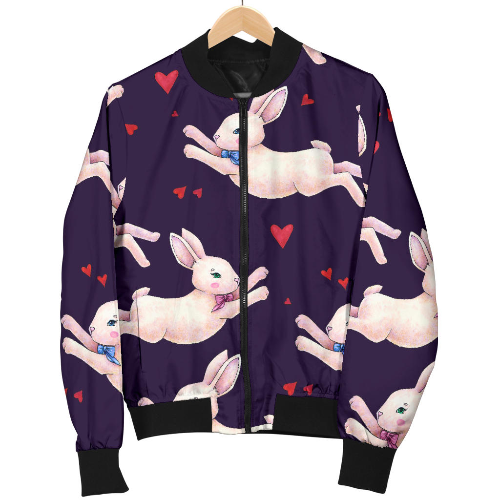 Rabbit Pattern Print Design RB016 Women Bomber Jacket