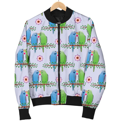 Budgerigar Pattern Print Design 05 Women's Bomber Jacket