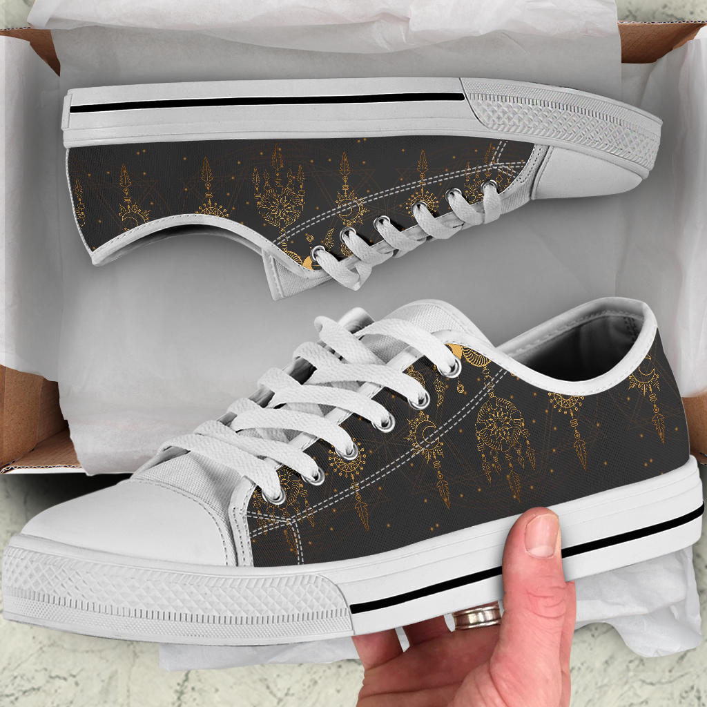 Sun Moon Boho Style White Bottom Low Top Shoes