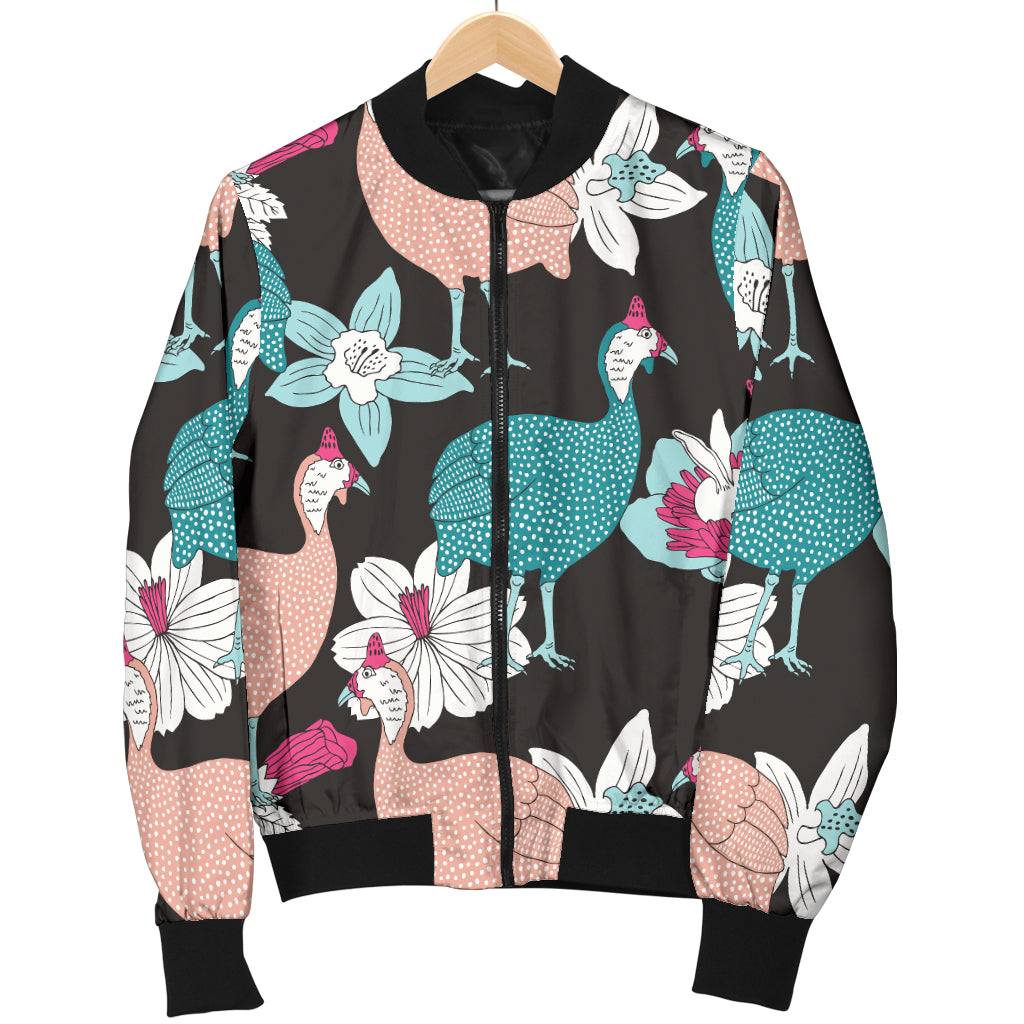 Guinea Fowl Pattern Print Design 03 Women's Bomber Jacket