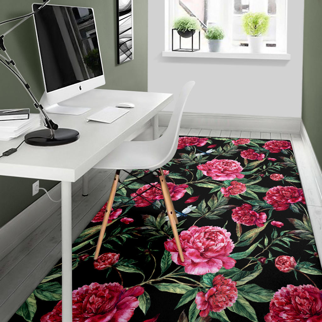 Peony Pattern Print Design PE04 Area Rugs
