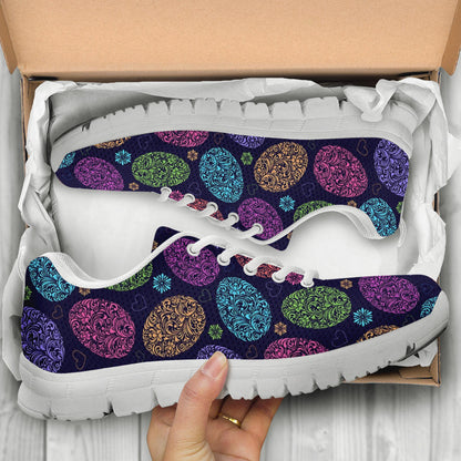 Easter Eggs Pattern Print Design RB012 Sneakers White Bottom Shoes