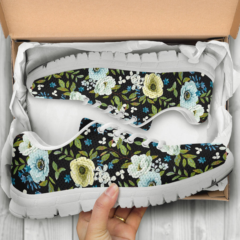 Anemone Pattern Print Design AM03 Sneakers White Bottom Shoes