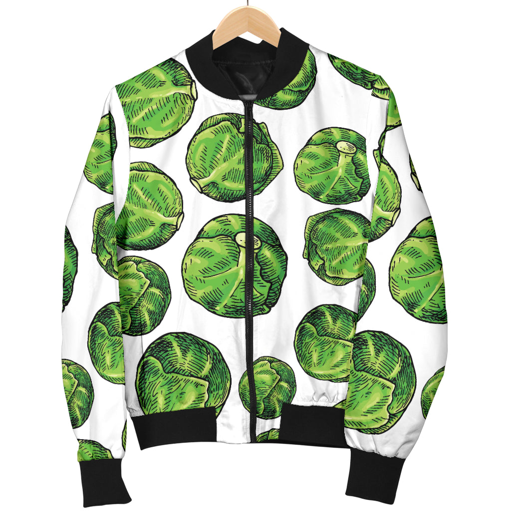 Brussels Sprouts Pattern Print Design 02 Women's Bomber Jacket