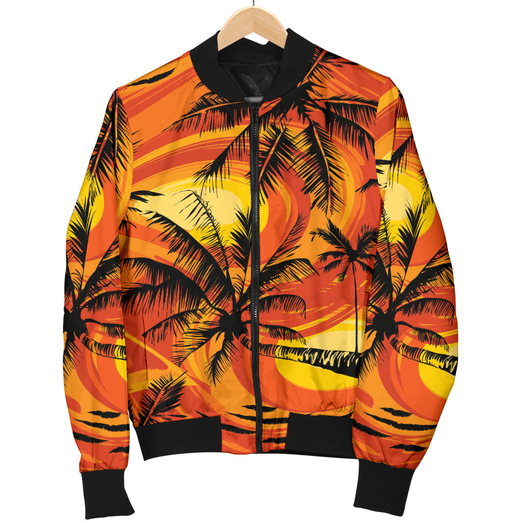Palm Tree Pattern Print Design A02 Women's Bomber Jacket
