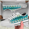 Blue Tribal Aztec White Bottom Low Top Shoes