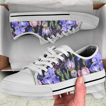 Iris Pattern Print Design IR04 White Bottom Low Top Shoes