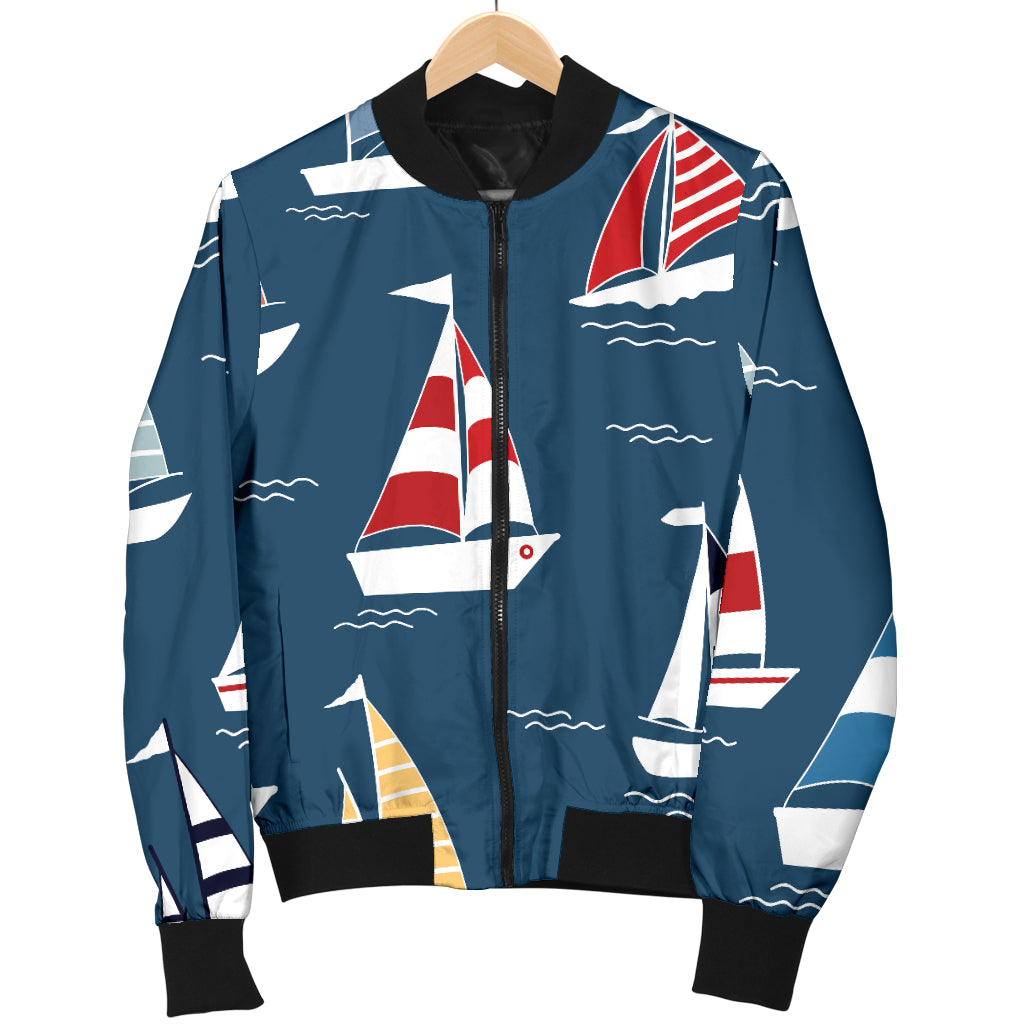 Sailing Ships Pattern Print Design A04 Women's Bomber Jacket