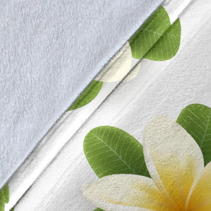 Yellow Plumeria Pattern Print Design PM012 Fleece Blanket