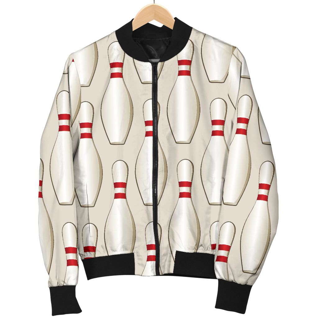 Bowling Pin Pattern Print Design 01 Women's Bomber Jacket