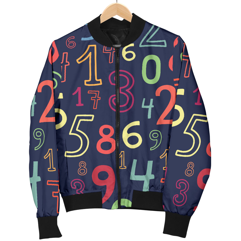 Number Pattern Print Design A01 Women's Bomber Jacket