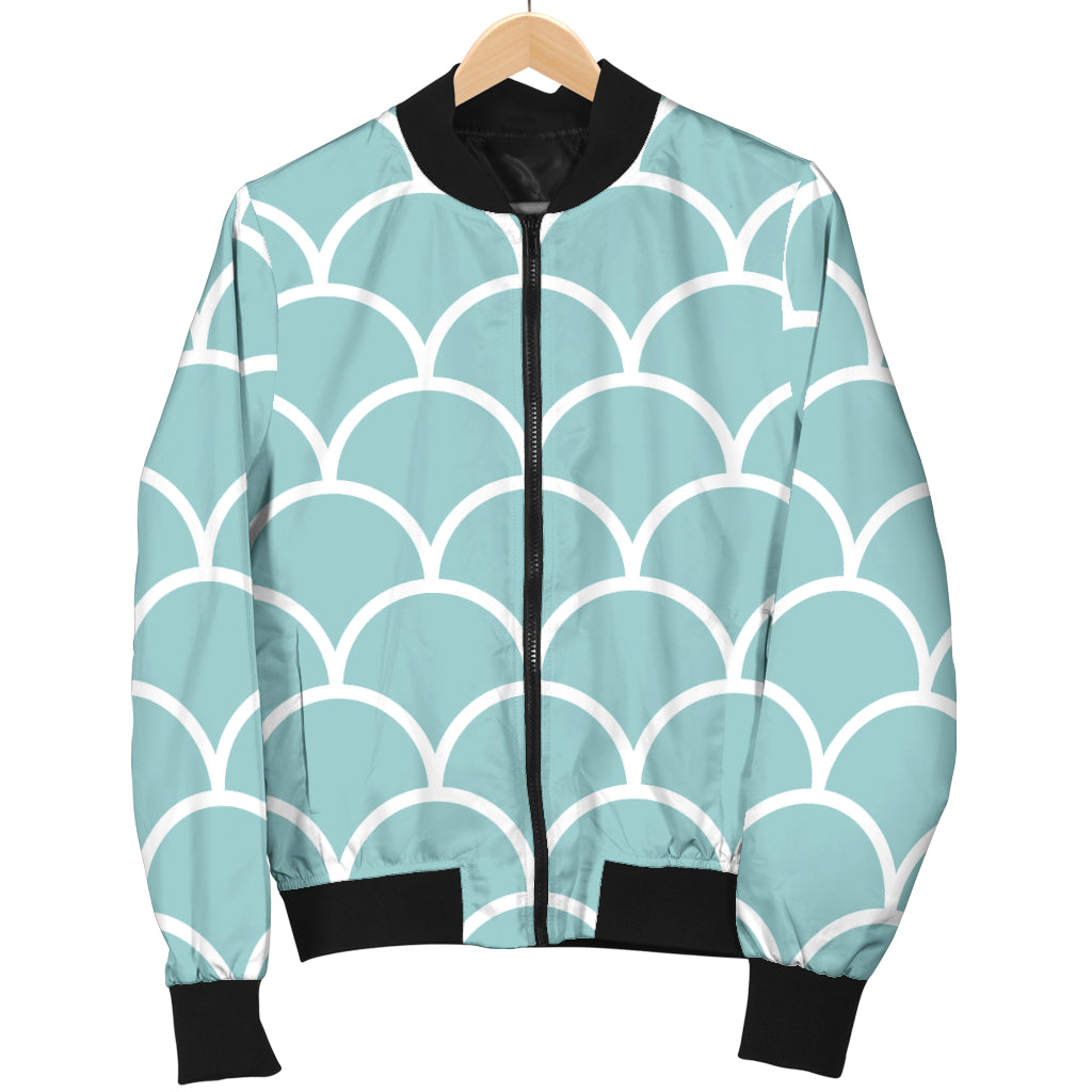 Scales Teal Pattern Print Design 02 Women's Bomber Jacket