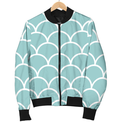 Scales Teal Pattern Print Design 02 Women's Bomber Jacket