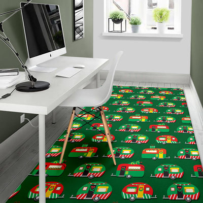 Camper Camping Christmas Themed Print Area Rugs