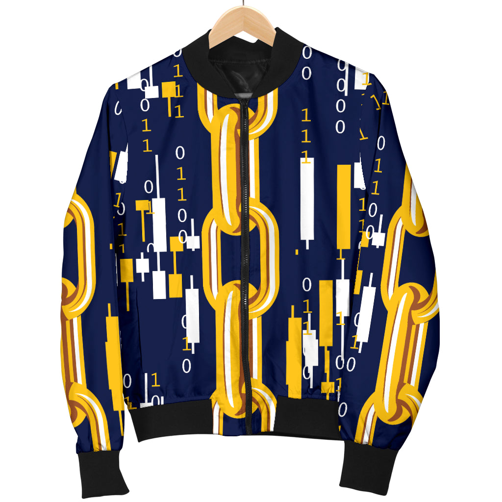 Cryptocurrency Chain Pattern Print Design 03 Women's Bomber Jacket