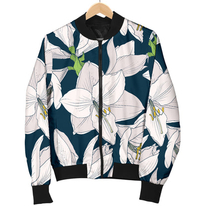 Amaryllis Pattern Print Design 01 Women's Bomber Jacket