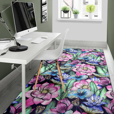Water Lily Pattern Print Design WL07 Area Rugs