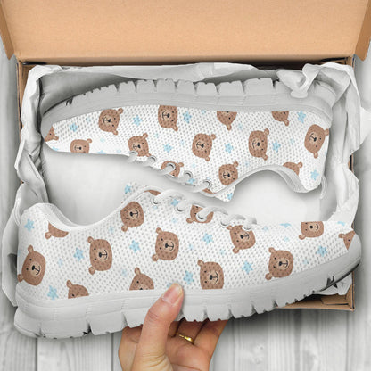 Bear Pattern Print Design BE02 Sneakers White Bottom Shoes