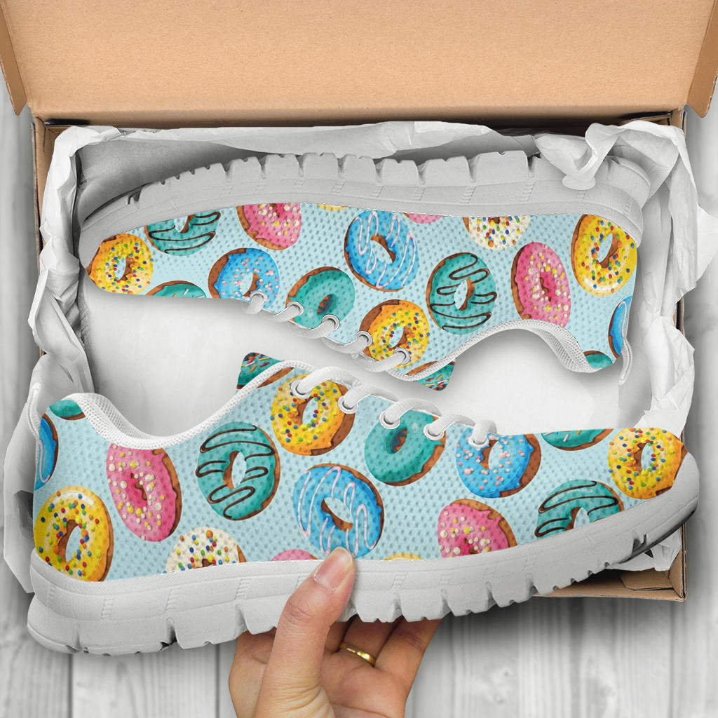 Donut Pattern Print Design DN05 Sneakers White Bottom Shoes