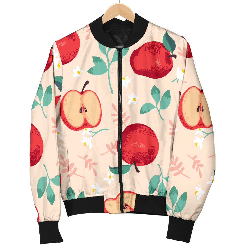 Apple Pattern Print Design AP06 Women Bomber Jacket