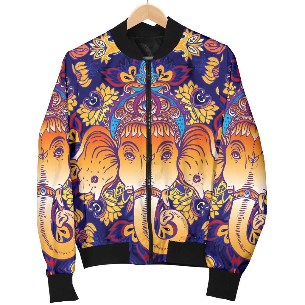 Ganesha Pattern Print Design 01 Women's Bomber Jacket