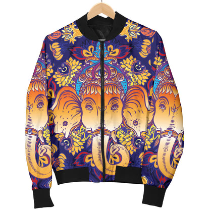 Ganesha Pattern Print Design 01 Women's Bomber Jacket