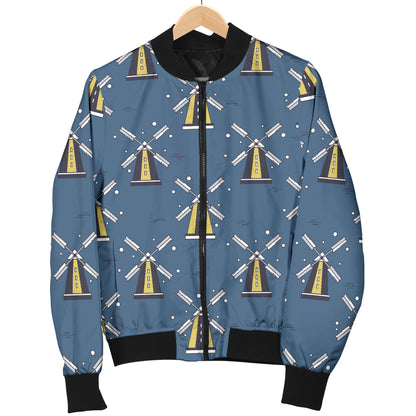 Windmill Pattern Print Design 03 Women's Bomber Jacket