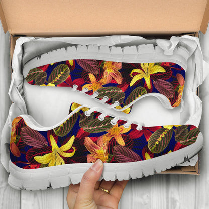 Lily Pattern Print Design LY014 Sneakers White Bottom Shoes