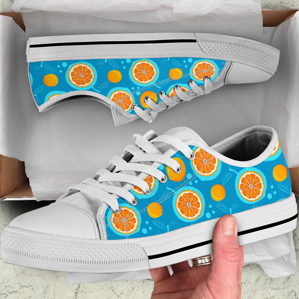 Grapefruit Pattern Print Design GF03 White Bottom Low Top Shoes
