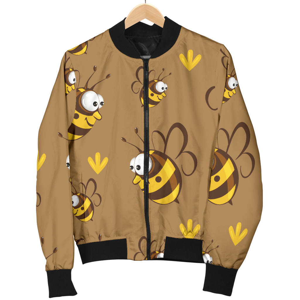 Bee Pattern Print Design BEE09 Men Bomber Jacket