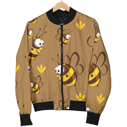 Bee Pattern Print Design BEE09 Men Bomber Jacket