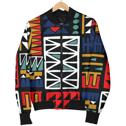 Kente Pattern Print Design 02 Women's Bomber Jacket