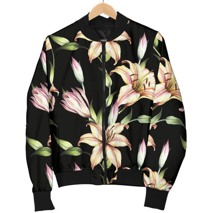 Lily Pattern Print Design LY05 Men Bomber Jacket