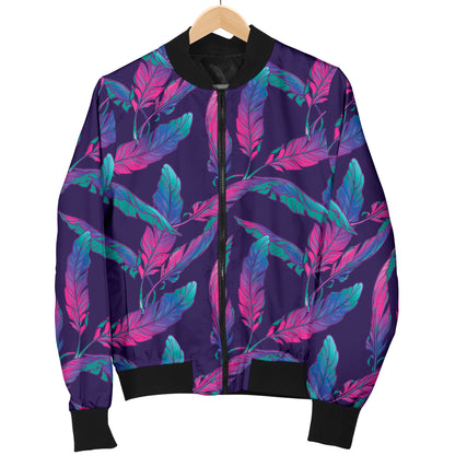 Banana Leaf Pattern Print Design 08 Women's Bomber Jacket