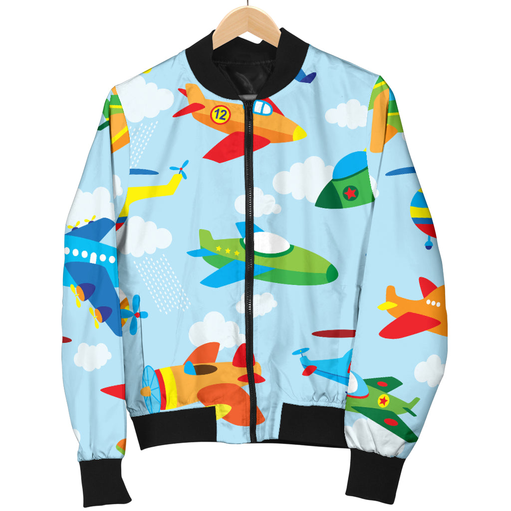 Airplane Colorful Pattern Print Design 01 Women's Bomber Jacket