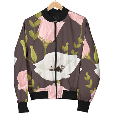 Anemone Pattern Print Design AM011 Women Bomber Jacket