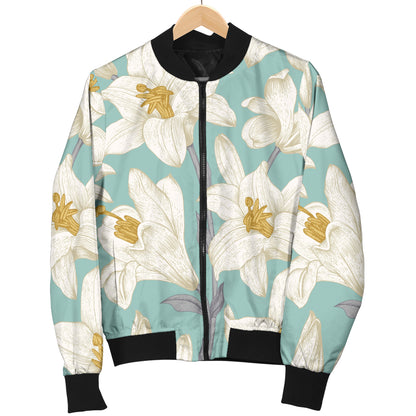 Lily Pattern Print Design 02 Women's Bomber Jacket