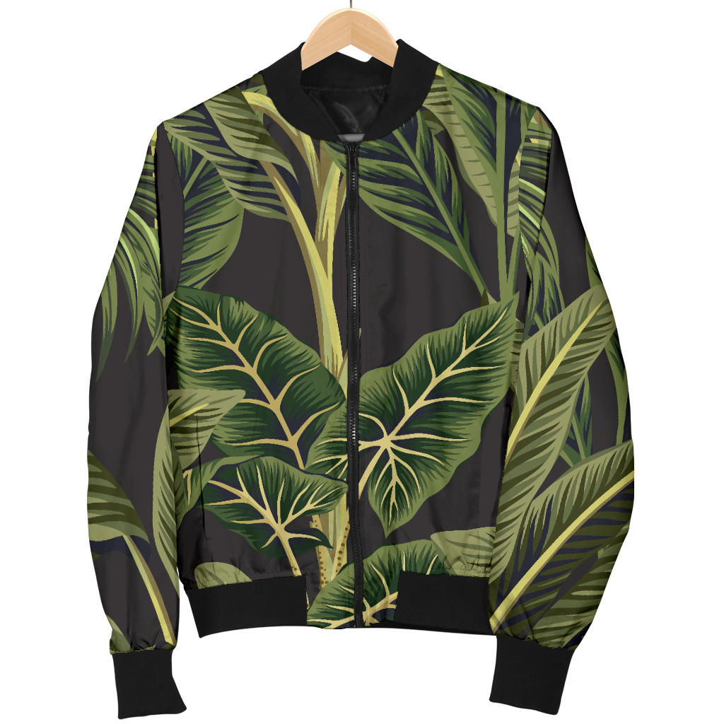 Banana Leaf Pattern Print Design BL04 Men Bomber Jacket
